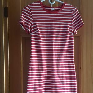 Red and White Stripped T-Shirt Shift Dress